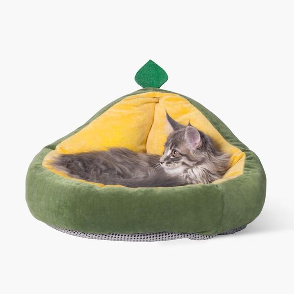 Esteras Cama para Gatos Cojín para Cama para Perros con Forma de Aguacate Cueva para Dormir Verde Moderna Casa Acogedora Nido para Mascotas para Gatos Perros pequeños con Almohada extraíble