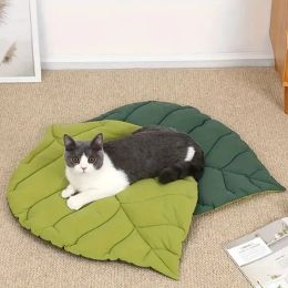 Matten kat bed mat blad vorm huisdier dekens zachte puppy slaapkussen wasbare niet -slip kamer decor vloer vloerkleed voor honden katten huisdierbenodigdheden