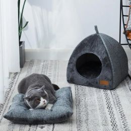 Mats Cat Cave Cat Cat Petts Bed House Igloo Puppy Nest Cat Cuddler Bed Sleeping Sac Lest Nest Triangle Triangle chat Cat Cave Cat Berrouille pour