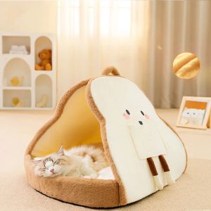 Mats Cat nid pain français fermé Chat House House Hiver Supplies Chog Nest Automne Hiver Pet Tente lit Chinet Bed Cat Maison de chat Sofa