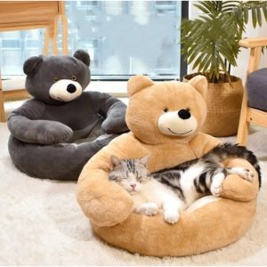 Tapis canapé pour chat, chenil pour chat ou chien, câlin d'ours, chenil pour petit chien en peluche lavable en machine, moelleux, confortable