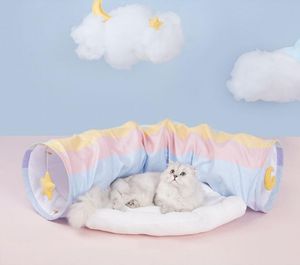 Tapis jouets interactifs pour animaux de compagnie, Tunnel pour chaton, produits pour animaux de compagnie, fournitures pour chat, nid de chat arc-en-ciel