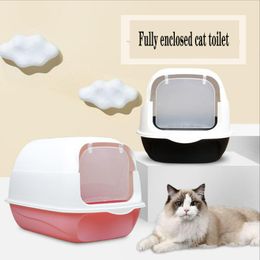 Tapis fermé bac à litière pour chat déodorant bac pour chats toilette résine écologique couvercle amovible bac à litière pour chaton accessoires pour animaux de compagnie