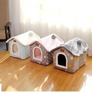 Mats gezellige Cat House Cave Chest Design Puppy Winter Warm bed huis Kennel Fleece Soft Kennel voor kleine en middelgrote honden
