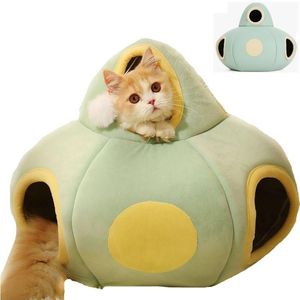 Tapis créatif chat lit tunnel pliable dirigeable en forme d'animal de compagnie jouets de jeu interactifs avec des balles en peluche pour chiot fournitures pour animaux de compagnie sommeil profond
