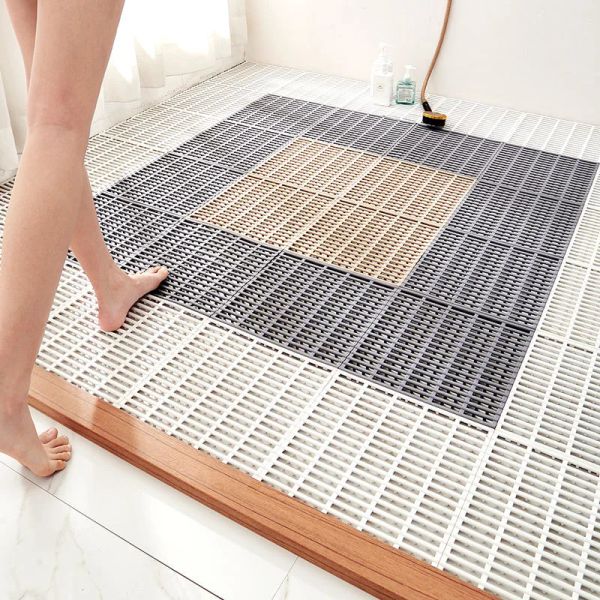 Tapis bricolage épissage TPE bain tapis de douche taille personnalisée être coupé imperméable tapis de salle de bain écologique Durable antidérapant toilettes plancher pied Pad