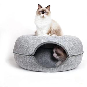 Mats Donut Cat Bed Pet Cat Tunnel Interactive Game Toy Bed Cat lit DualUse Intérieur jouet chaton équipement de sport
