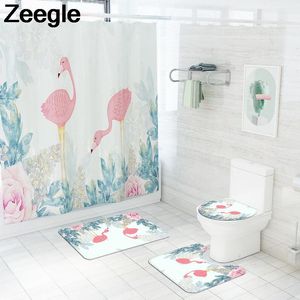 Tapis de salle de bain Style européen, ensemble de tapis de salle de bain et rideau de douche imperméable avec crochets, tapis de salle de bain absorbant