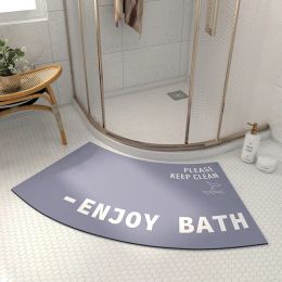 Tapis de salle de bain en forme d'éventail, antidérapant, entrée de salle de douche, paillasson de toilette, tapis de sol latéral de baignoire, tapis de bain absorbant l'eau