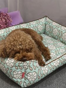 Matten bloemen patroon hondenbed sofa's huisdier kennel katoen canvas teddy nest 3 kleuren beschikbaar kussen en zachte blanked inbegrepen