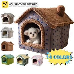 Esteras plegables para gatos, cama para perros, casa para perros, Villa para gatos de invierno, perrera para dormir, nido cálido extraíble, tiendas cerradas, cueva, sofá, suministros para mascotas