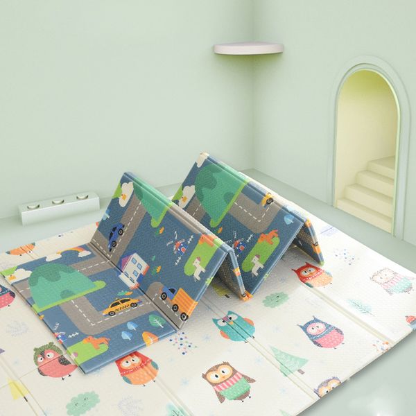 Tapis pour l'exercice Tapis de jeu pliable pour bébé Xpe Mousse Cartoon Puzzle Tapis pour enfants Tapis d'escalade pour bébé Tapis anti-dérapant doux pour enfants LJ201113