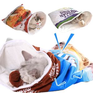 Tapis drôle froissé chat sac pour petits chiens chats doux chaud tapis de couchage animal de compagnie pliable sac de couchage avec jouets accessoires para perros