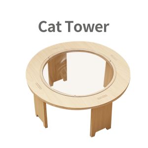 Tapis Hanpanda Four Season Home Tour de chat amovible Capsule spatiale créative Maison de chat en bois Cadre d'escalade pour chat Hamac transparent