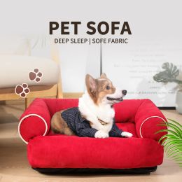 Matten Hanpanda Home Solid kleur Sofa huisdier hondenbed softcomfortabele huidvriendelijke suède pluche kattendogs diep slapen grote warm sofa bed