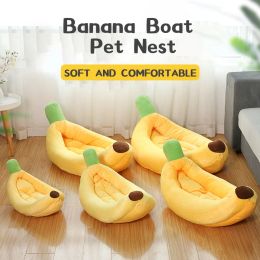 Tapis Hanpanda amovible lavable dessin animé bateau banane animal de compagnie soigné chaud et doux lit de chien hiver dormir chat canapé tapis en coton