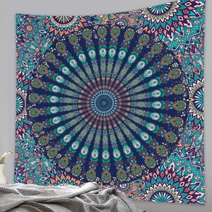 Matten Indiase tapijt woondecoratie illusie scène Mandala tapijt Hippie Boheemse decoratieve yoga blad dekbedovertrek yogamat