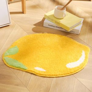 Tapis Inyahome Petit tapis de bain absorbant pour enfants - Motif citron jaune - Motif fruits de dessin animé - Tapis de sol antidérapant - 48,3 x 61 cm - Pour la décoration de la maison