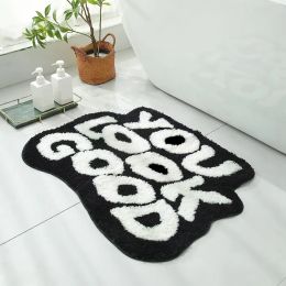 Tapis Inyahome surdimensionné 62x80 cm vous avez l'air bien noir blanc tapis de salle de bain tapis d'intérieur de sol doux tapis touffeté en microfibre tapis de salle de bain