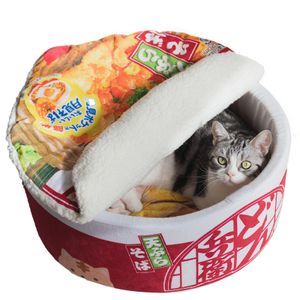 Tapis Nid de chat circulaire japonais créatif fermé nouilles instantanées tapis pour animaux de compagnie mignon chaud lits pour chiens Ramen maison pour toutes les saisons meubles pour animaux de compagnie