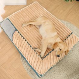 Mats L3xl Big Dog Bed Rodible Washable Sleeping Pad pour chiens chats Fournions de compagnie Lit Cat confortable avec double canapé-oreiller