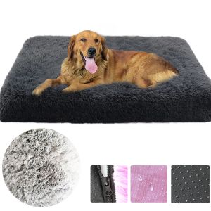 Mats longs en peluche lits de chien apaisant lit de chat pour animaux de compagnie avec une couverture lavable amovible Mat à mémoire de mousse Mat à chiens de chien avec un fond non glissant