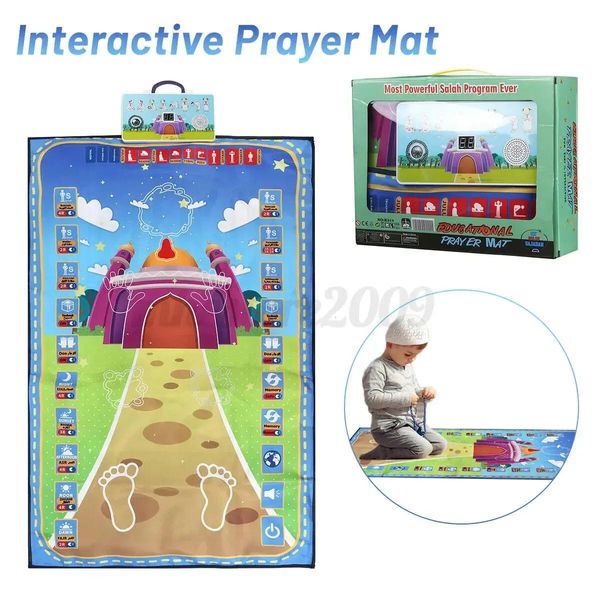 Tapis Tapis Tapis de prière musulman islamique pour enfants Tapis de prière interactif éducatif Tapis de culte Musallah Couverture de haut-parleur 23112