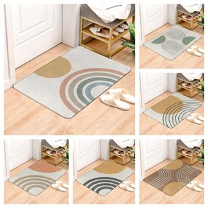 Tapis de porte d'entrée à motifs géométriques modernes, doux, antidérapant, pour salle de bain, cuisine, décoration d'intérieur pour salon