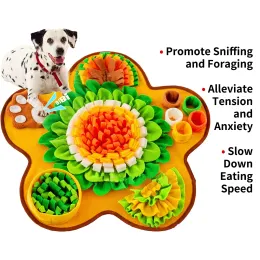 Alfombrillas nuevas mascotas olfateo alfombrilla en forma de flor de alimentación lenta perros estataje de botín de botín de mascotas alimento contra la ahoga gato manta de entrenamiento de perros