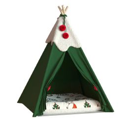 Mats Nouvelle prévente!Arbre de Noël chat et chien de compagnie nid du Nouvel An Festival hiver hiver à moitié fermée de chat fermé maison de sommeil profond épaississement