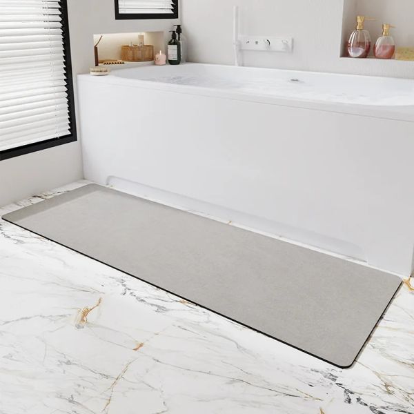 Tapis de bain antidérapant en terre de diatomées, tapis de salle de bain fin, adapté sous la baignoire, séchage rapide, absorbant l'eau, support en caoutchouc