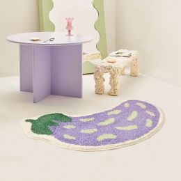 Tapis de salle de bain antidérapant en forme d'aubergine, tapis de sol absorbant pour salon, salle de bain, douche, décoration de maison