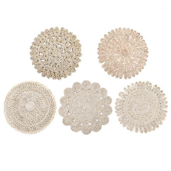 1 Pc Rond Tissé Napperons En Paille Naturelle Tressé Napperon Résistant À La Chaleur Antidérapant Table Tasse Tapis Pour La Maison Cuisine Bureau Décoration