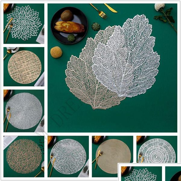 Mats Pads 16 Designs Placemat pour la table à manger Coasters Leaf Simation Plant PVC CAPE CAFE CALOGI