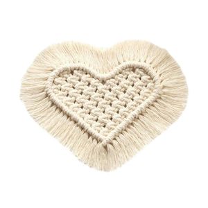 Mats Pads 1 stks Boheemse Geweven Katoen Cup Love Heart Shape Gevlochten Macrame Tafel Mat Hittebestendige Mok Pad met Kwastjes Placemat