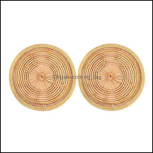 Tapis Coussinets 2 Pcs À La Main En Rotin Set De Table Rond Décoration En Osier Pour Table À Manger Fête De Mariage Barbecue Drop Delivery 2021 Maison Jardin K Dhyux