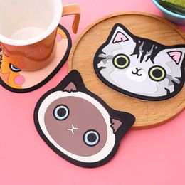 Tapis Tapis 2021 Haute qualité En Forme De Chat Thé Coaster Porte-Gobelet Tapis Café Boissons Boisson Silicon Coaster Tasse Pad Set De Table Accessoires De Cuisine Z0502