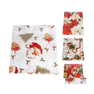 Matten Pads 2022 jaar Santa Claus kerstbloemtafel Runner Placemat Tafelkleed Wedding Decoratie Kerstmis Banquet Home Decor DH01R