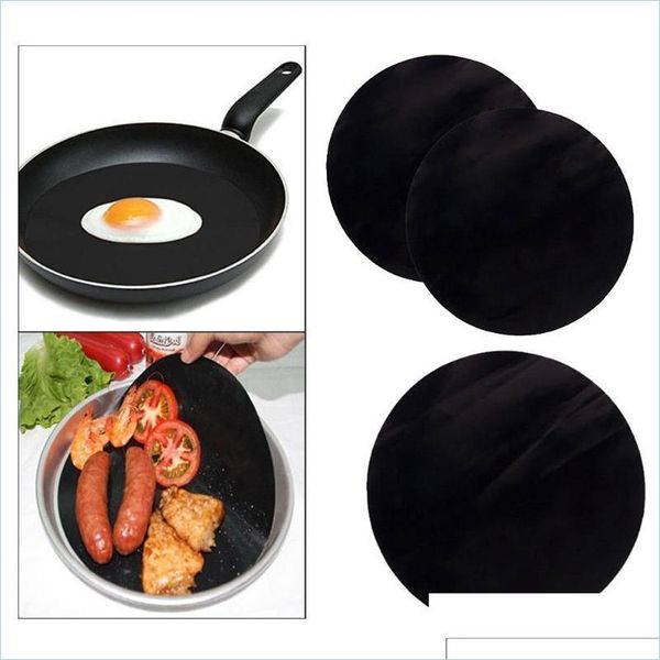 PADS MATS 2PCS Réutilisables Pan de tapis de tapis de tapis de manche de cuisson Wok Pad Cuisine BBQ Tool Round 24 cm Diamètre Drop MXHOME DHDVC