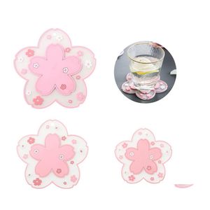 Matten kussens 3 van stoffen/set Japanese sakura pvc dranken onderzitter niet -zolder niet -slip pot kussen inzet koffie coffee cup mat home placemat 1xbjk2106 druppel d dh8id