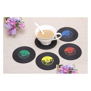 Tapis Pads 4 couleurs Creative Cd Cup Mat Rétro Vinyle Coasters Antidérapant Vintage Record Pad Home Bar Table Décor Café Drop Livraison Otm35