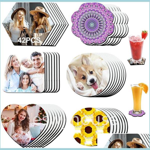 Alfombrillas Almohadillas 42 Unids Sublimación En Blanco Posavasos De Neopreno En Forma De Mti Diy Transferencia De Calor Impresión Cocina Coche Tumbler Mat Drop Delivery H Dhp2L