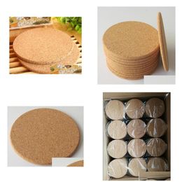 Tapis Pads 500pcs Classic Round Plain Cork Coasters Boissons Tapis de vin Idées pour le mariage et la fête Cadeau Drop Livraison Maison Jardin Kitch Dhhtc