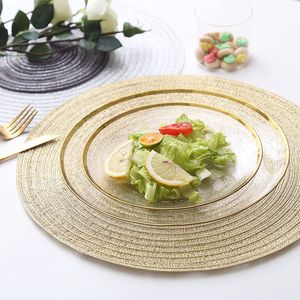 Matten Pads 6 STKS Gevlochten Beige Ronde Plaats voor Keuken Eettafel Runner Warmte-isolatie Antislip Wasbare Placemats Kerstdiner 230923