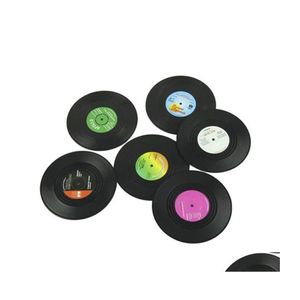 Matten 6 stks/set huistafel cup mat creatief decor koffie drink placemat spinnen retro vinyl cd record dranken onderzetters drop del dh1vvvvvv
