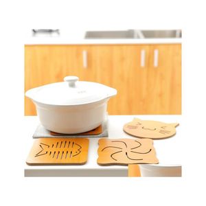 Matten pads 9 stijlen bamboe houten hittebestendig tafelwerk mat pot houder theepot flatware kussen coaster tafel placemat koffie thee cup d dhfs6