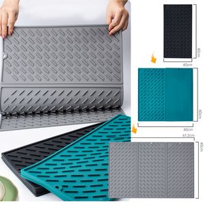 Matten Pads En Keuken Siliconen Rek Pad Keukentafel Accessoires Placemat Droogtafelblad Antislip Drievoudige Mat Kom Schotel Onderzetters 230720