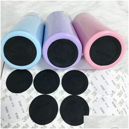 Mats Pads Pad en caoutchouc noir Dessous de verre adhésif pour gobelets de 15 oz 20 oz 30 onces Pastable Cups Rubbers Bottom Protective Bottle Sticker Dhiql