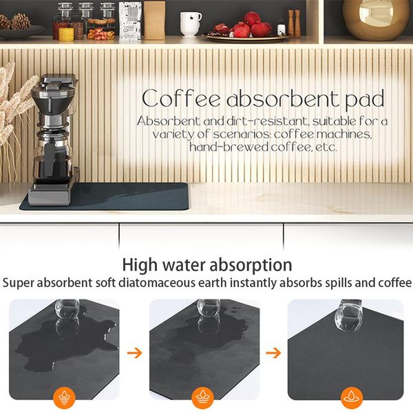 Esteras Almohadillas Estera de café Ocultar manchas Con respaldo de goma Estera absorbente para cafetera Estera para secar platos Accesorios para barra de café para cocina Counte2928