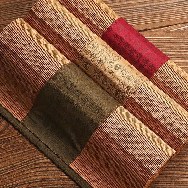 Alfombrillas creativas hechas a mano para té, mantel individual para mesa, posavasos, filamento de bambú nacional chino, manualidades decorativas, camino de algodón y lino